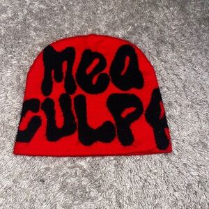 Y2K Red and Black  Mea Culpa Beanie